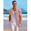 image:imageCOOFANDY Mens Knit Shirts Short Sleeve Button Down Casual Polo Shirt Summer Beach Vacation ShirtsDusty Pink