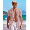 image:imageCOOFANDY Mens Knit Shirts Short Sleeve Button Down Casual Polo Shirt Summer Beach Vacation ShirtsDusty Pink