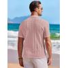 image:imageCOOFANDY Mens Knit Shirts Short Sleeve Button Down Casual Polo Shirt Summer Beach Vacation ShirtsDusty Pink