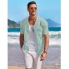image:imageCOOFANDY Mens Knit Shirts Short Sleeve Button Down Casual Polo Shirt Summer Beach Vacation ShirtsIce Green