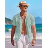 image:imageCOOFANDY Mens Knit Shirts Short Sleeve Button Down Casual Polo Shirt Summer Beach Vacation ShirtsIce Green