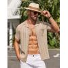 image:imageCOOFANDY Mens Knit Shirts Short Sleeve Button Down Casual Polo Shirt Summer Beach Vacation ShirtsKhaki