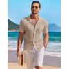 image:imageCOOFANDY Mens Knit Shirts Short Sleeve Button Down Casual Polo Shirt Summer Beach Vacation ShirtsKhaki