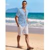 image:imageCOOFANDY Mens Knit Shirts Short Sleeve Button Down Casual Polo Shirt Summer Beach Vacation ShirtsLight Blue