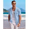 image:imageCOOFANDY Mens Knit Shirts Short Sleeve Button Down Casual Polo Shirt Summer Beach Vacation ShirtsLight Blue