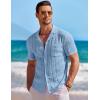 image:imageCOOFANDY Mens Knit Shirts Short Sleeve Button Down Casual Polo Shirt Summer Beach Vacation ShirtsLight Blue