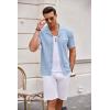 image:imageCOOFANDY Mens Knit Shirts Short Sleeve Button Down Casual Polo Shirt Summer Beach Vacation ShirtsLight Bluewhite