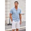image:imageCOOFANDY Mens Knit Shirts Short Sleeve Button Down Casual Polo Shirt Summer Beach Vacation ShirtsLight Bluewhite