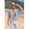 image:imageCOOFANDY Mens Knit Shirts Short Sleeve Button Down Casual Polo Shirt Summer Beach Vacation ShirtsLight Bluewhite