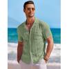 image:imageCOOFANDY Mens Knit Shirts Short Sleeve Button Down Casual Polo Shirt Summer Beach Vacation ShirtsLight Green