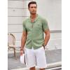 image:imageCOOFANDY Mens Knit Shirts Short Sleeve Button Down Casual Polo Shirt Summer Beach Vacation ShirtsLight Green