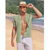 image:imageCOOFANDY Mens Knit Shirts Short Sleeve Button Down Casual Polo Shirt Summer Beach Vacation ShirtsLight Greenwhite