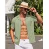 image:imageCOOFANDY Mens Knit Shirts Short Sleeve Button Down Casual Polo Shirt Summer Beach Vacation ShirtsLight Greenwhite