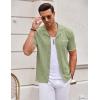 image:imageCOOFANDY Mens Knit Shirts Short Sleeve Button Down Casual Polo Shirt Summer Beach Vacation ShirtsLight Greenwhite