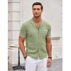 image:imageCOOFANDY Mens Knit Shirts Short Sleeve Button Down Casual Polo Shirt Summer Beach Vacation ShirtsLight Greenwhite