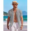 image:imageCOOFANDY Mens Knit Shirts Short Sleeve Button Down Casual Polo Shirt Summer Beach Vacation ShirtsLight Grey
