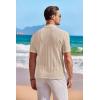 image:imageCOOFANDY Mens Knit Shirts Short Sleeve Button Down Casual Polo Shirt Summer Beach Vacation ShirtsLight Khaki