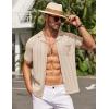 image:imageCOOFANDY Mens Knit Shirts Short Sleeve Button Down Casual Polo Shirt Summer Beach Vacation ShirtsLight Khaki