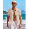 image:imageCOOFANDY Mens Knit Shirts Short Sleeve Button Down Casual Polo Shirt Summer Beach Vacation ShirtsLight Khaki