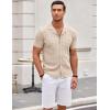 image:imageCOOFANDY Mens Knit Shirts Short Sleeve Button Down Casual Polo Shirt Summer Beach Vacation ShirtsLight Khaki