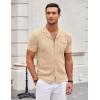 image:imageCOOFANDY Mens Knit Shirts Short Sleeve Button Down Casual Polo Shirt Summer Beach Vacation ShirtsLight Khakibrown