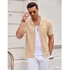 image:imageCOOFANDY Mens Knit Shirts Short Sleeve Button Down Casual Polo Shirt Summer Beach Vacation ShirtsLight Khakibrown