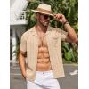 image:imageCOOFANDY Mens Knit Shirts Short Sleeve Button Down Casual Polo Shirt Summer Beach Vacation ShirtsLight Khakibrown