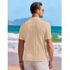 image:imageCOOFANDY Mens Knit Shirts Short Sleeve Button Down Casual Polo Shirt Summer Beach Vacation ShirtsLight Khakibrown