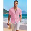 image:imageCOOFANDY Mens Knit Shirts Short Sleeve Button Down Casual Polo Shirt Summer Beach Vacation ShirtsLight Pink