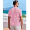 image:imageCOOFANDY Mens Knit Shirts Short Sleeve Button Down Casual Polo Shirt Summer Beach Vacation ShirtsLight Pink