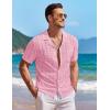 image:imageCOOFANDY Mens Knit Shirts Short Sleeve Button Down Casual Polo Shirt Summer Beach Vacation ShirtsLight Pink