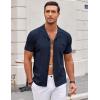 image:imageCOOFANDY Mens Knit Shirts Short Sleeve Button Down Casual Polo Shirt Summer Beach Vacation ShirtsNavy Blue