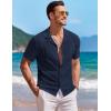 image:imageCOOFANDY Mens Knit Shirts Short Sleeve Button Down Casual Polo Shirt Summer Beach Vacation ShirtsNavy Blue