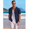 image:imageCOOFANDY Mens Knit Shirts Short Sleeve Button Down Casual Polo Shirt Summer Beach Vacation ShirtsNavy Blue