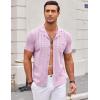 image:imageCOOFANDY Mens Knit Shirts Short Sleeve Button Down Casual Polo Shirt Summer Beach Vacation ShirtsPink