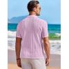 image:imageCOOFANDY Mens Knit Shirts Short Sleeve Button Down Casual Polo Shirt Summer Beach Vacation ShirtsPink