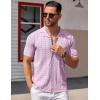 image:imageCOOFANDY Mens Knit Shirts Short Sleeve Button Down Casual Polo Shirt Summer Beach Vacation ShirtsPink