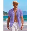 image:imageCOOFANDY Mens Knit Shirts Short Sleeve Button Down Casual Polo Shirt Summer Beach Vacation ShirtsPurple
