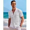 image:imageCOOFANDY Mens Knit Shirts Short Sleeve Button Down Casual Polo Shirt Summer Beach Vacation ShirtsWhite