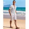image:imageCOOFANDY Mens Knit Shirts Short Sleeve Button Down Casual Polo Shirt Summer Beach Vacation ShirtsWhite