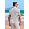 image:imageCOOFANDY Mens Knit Shirts Short Sleeve Button Down Casual Polo Shirt Summer Beach Vacation ShirtsWhitebrown