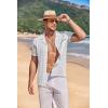image:imageCOOFANDY Mens Knit Shirts Short Sleeve Button Down Casual Polo Shirt Summer Beach Vacation ShirtsWhitebrown
