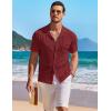 image:imageCOOFANDY Mens Knit Shirts Short Sleeve Button Down Casual Polo Shirt Summer Beach Vacation ShirtsWine Red