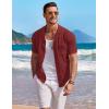 image:imageCOOFANDY Mens Knit Shirts Short Sleeve Button Down Casual Polo Shirt Summer Beach Vacation ShirtsWine Red