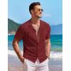 image:imageCOOFANDY Mens Knit Shirts Short Sleeve Button Down Casual Polo Shirt Summer Beach Vacation ShirtsWine Red