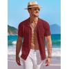 image:imageCOOFANDY Mens Knit Shirts Short Sleeve Button Down Casual Polo Shirt Summer Beach Vacation ShirtsWine Red