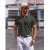 image:imageCOOFANDY Mens Polo Shirts Short Sleeve Casual Knit Polo Shirt Vintage Golf T Shirts Old Money TopsArmy Green