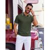 image:imageCOOFANDY Mens Polo Shirts Short Sleeve Casual Knit Polo Shirt Vintage Golf T Shirts Old Money TopsArmy Green