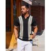 image:imageCOOFANDY Mens Polo Shirts Short Sleeve Casual Knit Polo Shirt Vintage Golf T Shirts Old Money TopsBlack  Beige