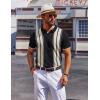 image:imageCOOFANDY Mens Polo Shirts Short Sleeve Casual Knit Polo Shirt Vintage Golf T Shirts Old Money TopsBlack  Beige